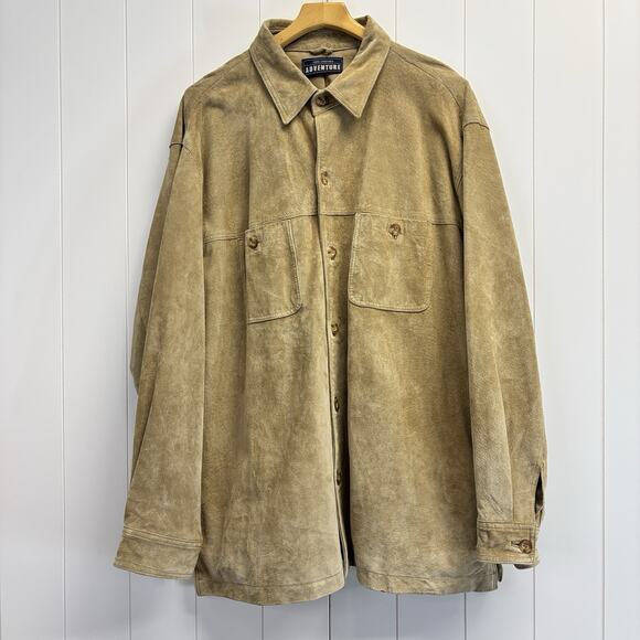 John Ashford Other - John Ashford Adventure Mens Ranch Farm Western Boho Suede Shacket XL Tan Neutral